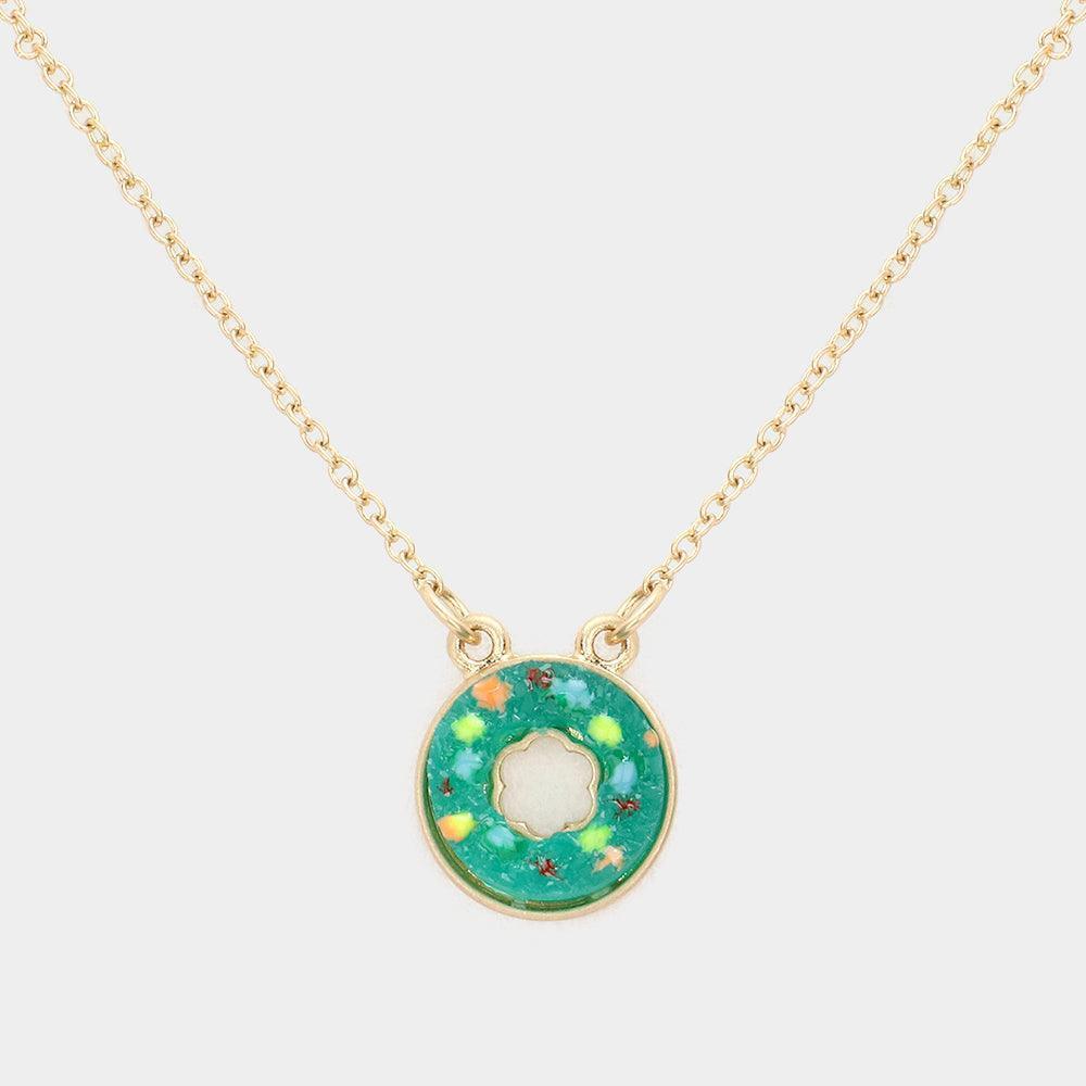 Turquoise Druzy Donut Pendant Necklace - Jewelry Store by Erik Rayo