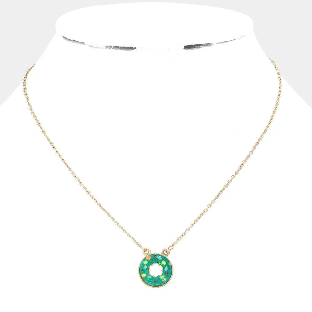 Turquoise Druzy Donut Pendant Necklace - Jewelry Store by Erik Rayo