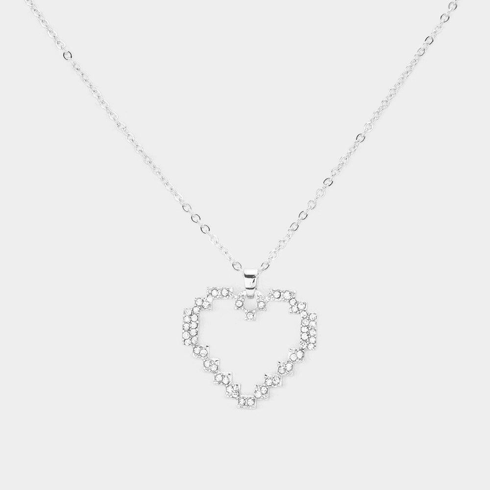 Rhinestone Embellished Open Heart Pendant Necklace - Jewelry Store by Erik Rayo