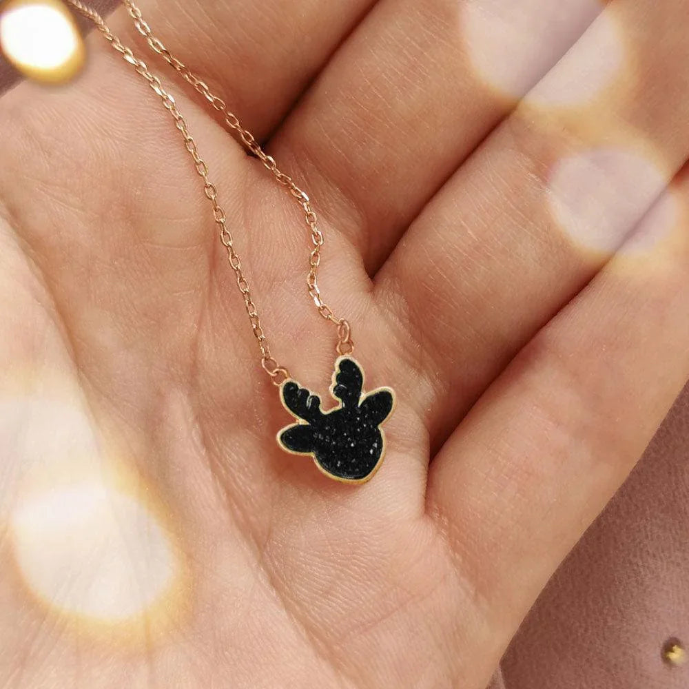Black Druzy Reindeer Pendant Necklace - Jewelry Store by Erik Rayo