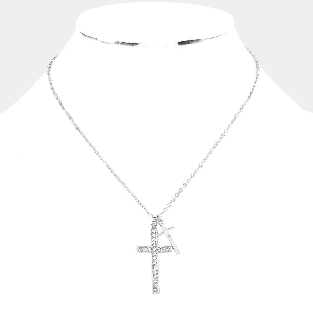 Rhinestone Embellished Cross Pendant Necklace - Jewelry Store by Erik Rayo
