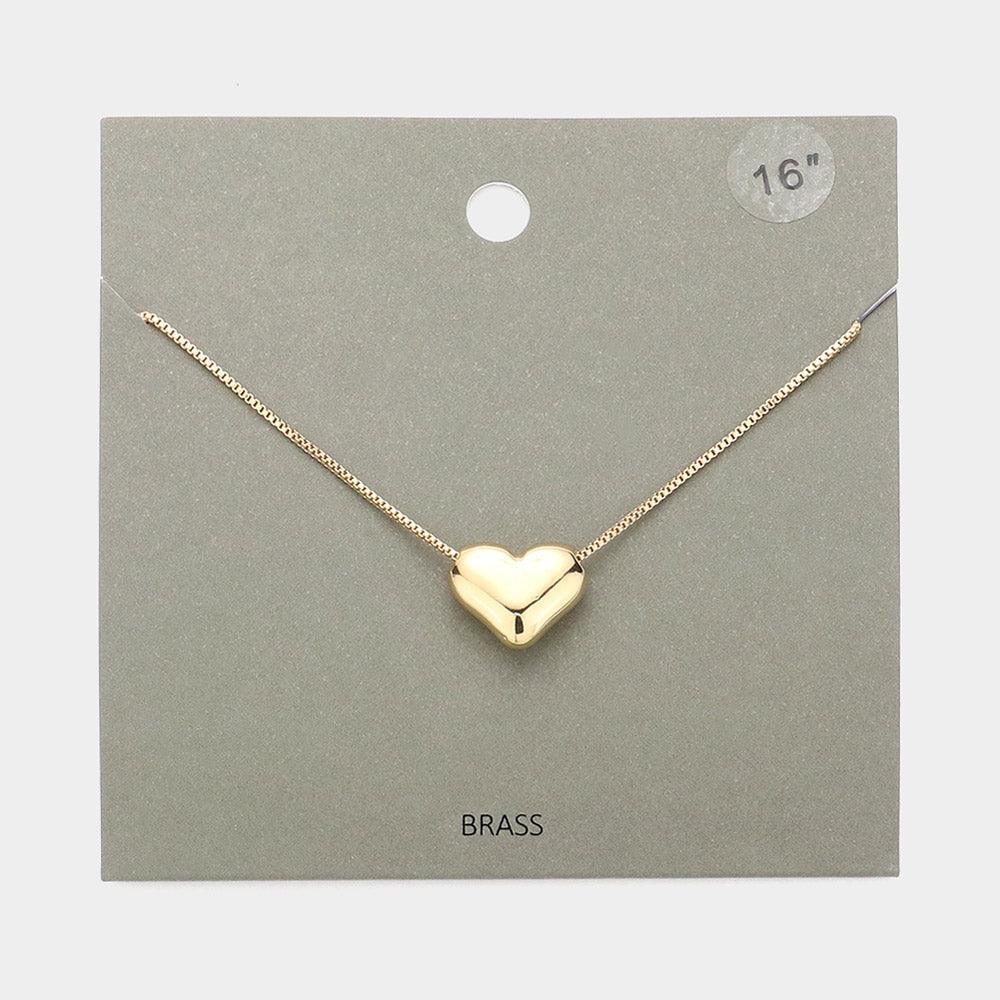 Gold Metal Heart Bean Pendant Necklace - Jewelry Store by Erik Rayo