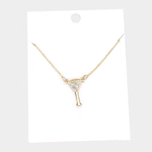 Load image into Gallery viewer, White Rhinestone Embellished Cocktail Pendant Necklace
