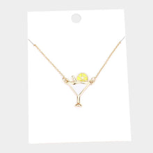 Load image into Gallery viewer, White Enamel Cocktail Pendant Necklace
