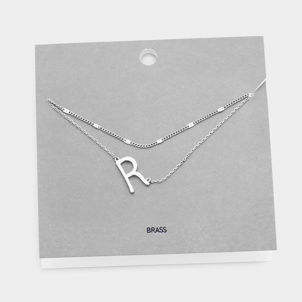 '-R- Monogram Brass Metal Necklace - Jewelry Store by Erik Rayo