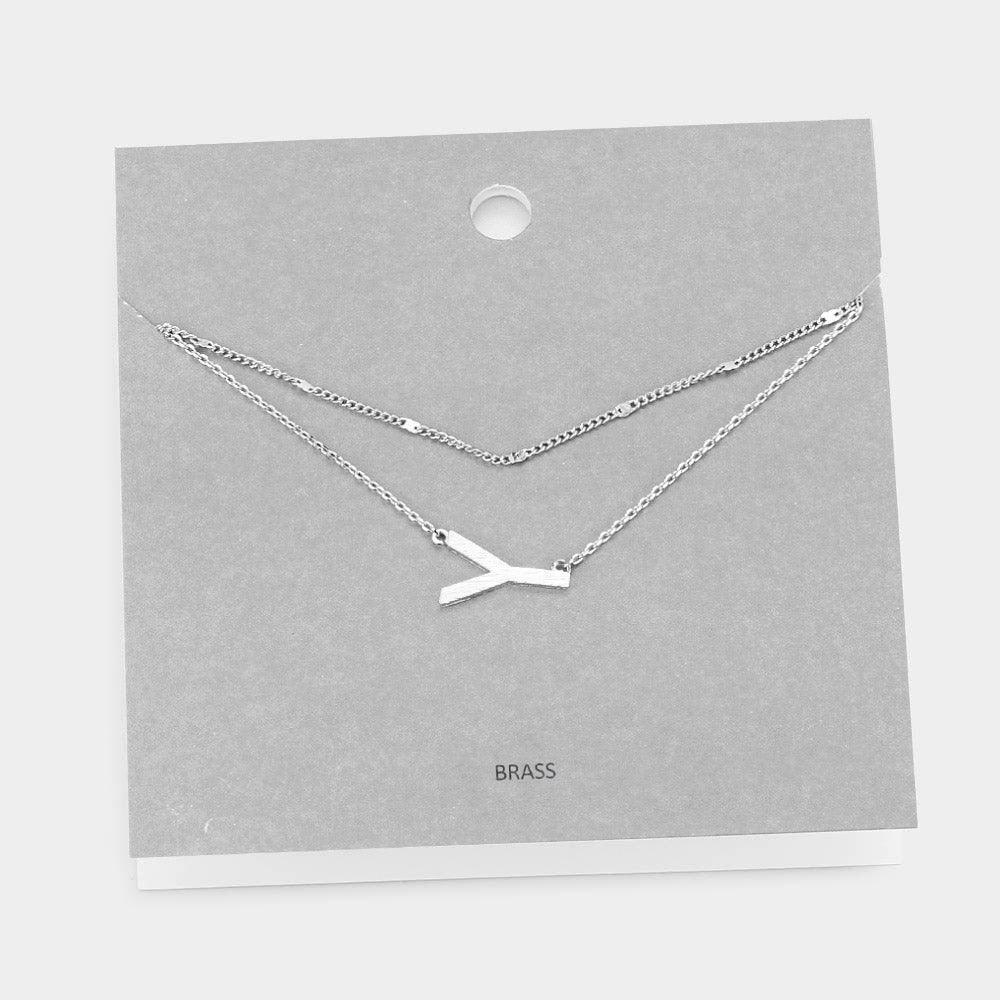 Letter Y Monogram Brass Metal Necklace - Jewelry Store by Erik Rayo