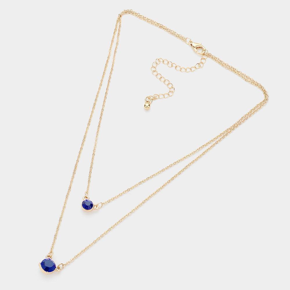 Gold Double Round Stone Pendant Layered Necklace - Jewelry Store by Erik Rayo