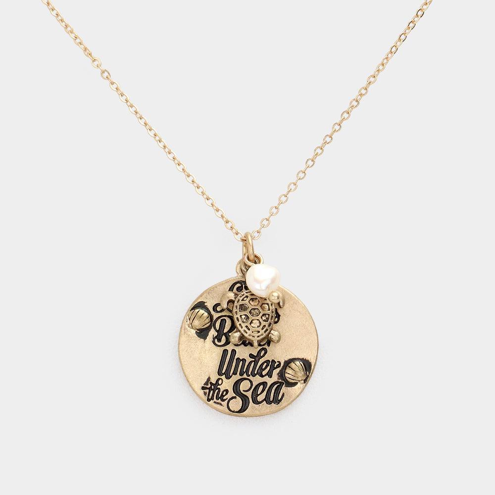 Gold "Life Is Better Under The Sea" Pendant Necklace - Jewelry Store by Erik Rayo