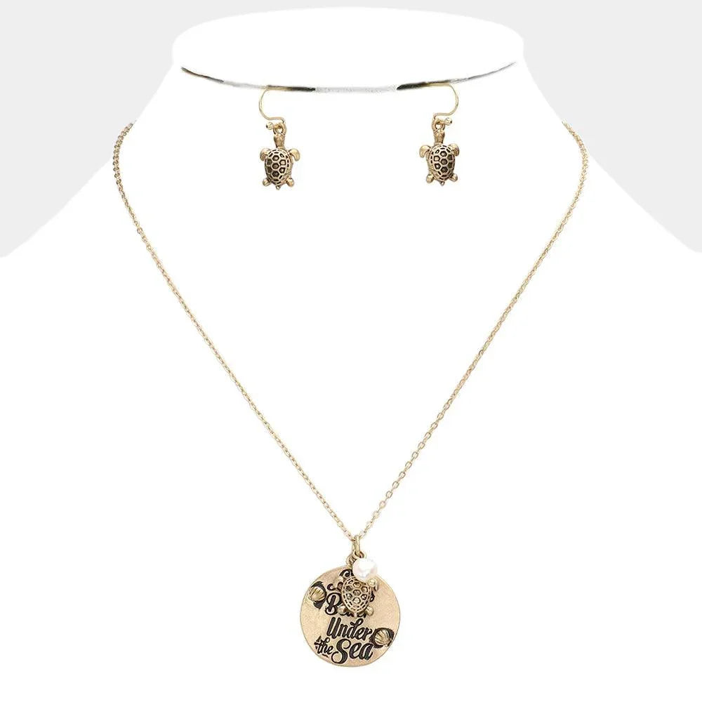 Gold "Life Is Better Under The Sea" Pendant Necklace - Jewelry Store by Erik Rayo