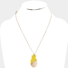 Load image into Gallery viewer, Gold Pine Apple Faux Leather Metal Long Necklace
