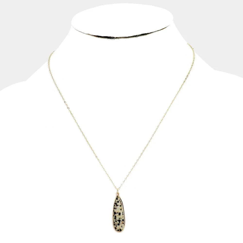 Gray Semi Precious Teardrop Pendant Link Necklace - Jewelry Store by Erik Rayo