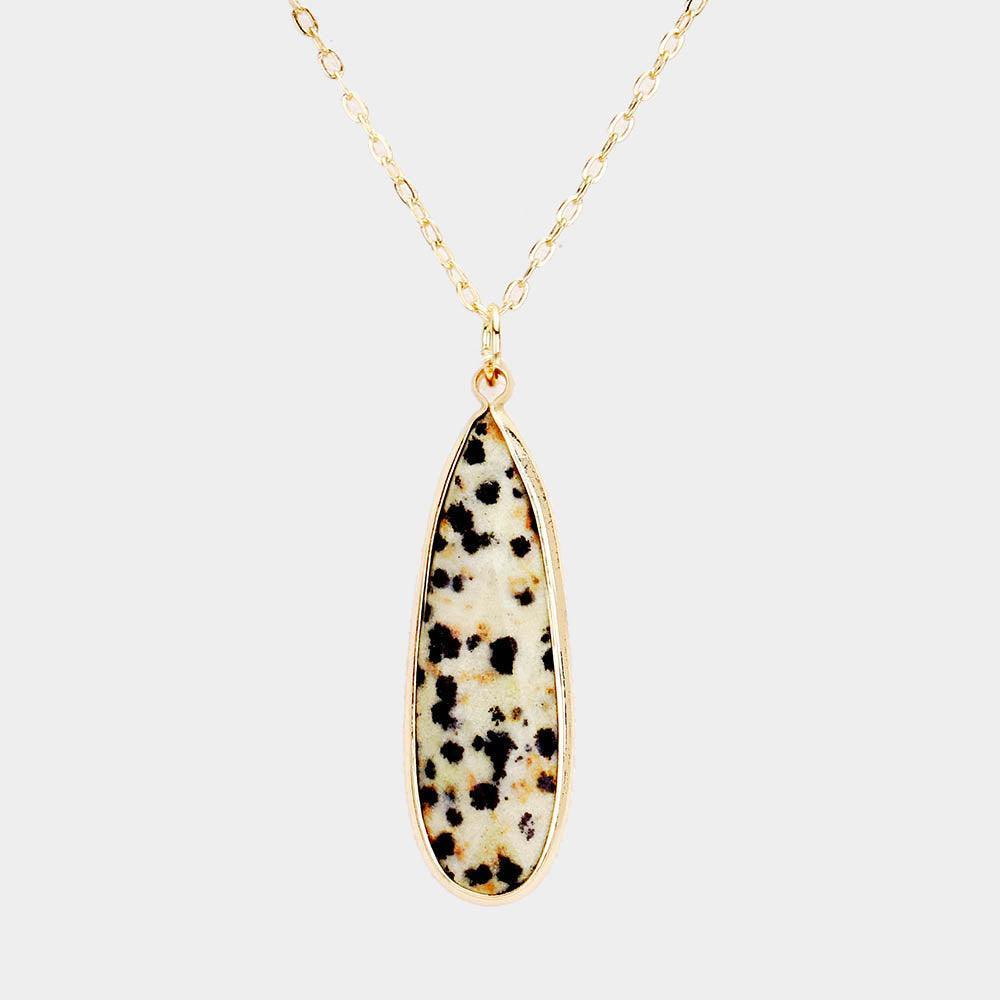 Gray Semi Precious Teardrop Pendant Link Necklace - Jewelry Store by Erik Rayo