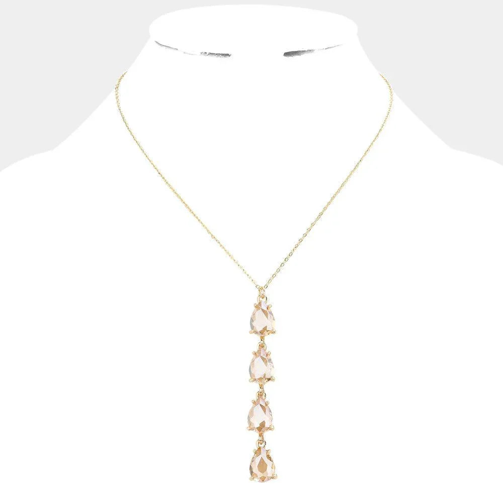 Teardrop Stone Link Y Necklace - Jewelry Store by Erik Rayo