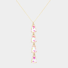 Load image into Gallery viewer, White Teardrop Stone Link Y Necklace
