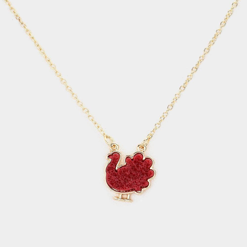 Burgundy Druzy Turkey Pendant Necklace - Jewelry Store by Erik Rayo