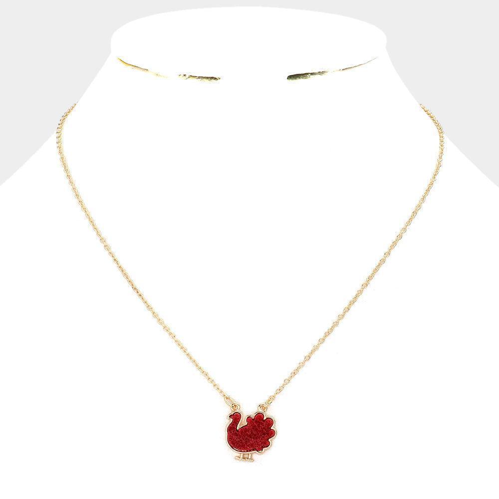Burgundy Druzy Turkey Pendant Necklace - Jewelry Store by Erik Rayo