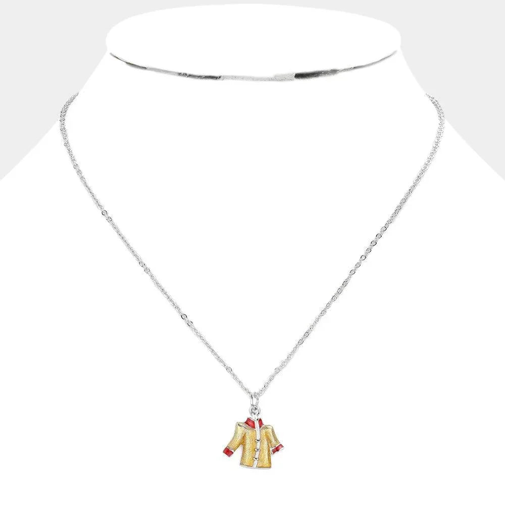 Orange Enamel Cloth Pendant Necklace - Jewelry Store by Erik Rayo