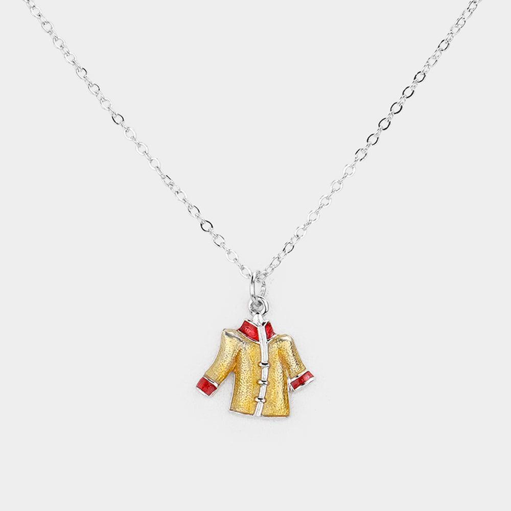 Orange Enamel Cloth Pendant Necklace - Jewelry Store by Erik Rayo