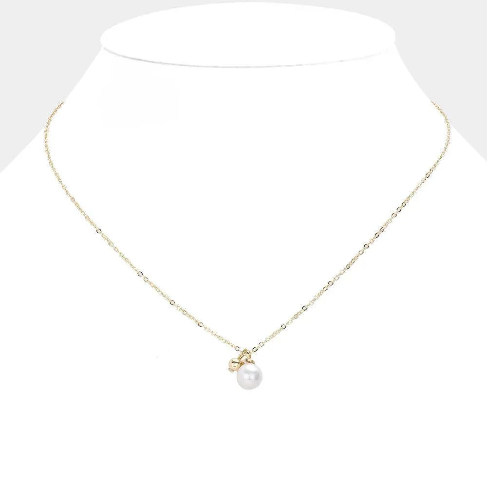 Cream Pearl Metal Ball Pendant Necklace - Jewelry Store by Erik Rayo