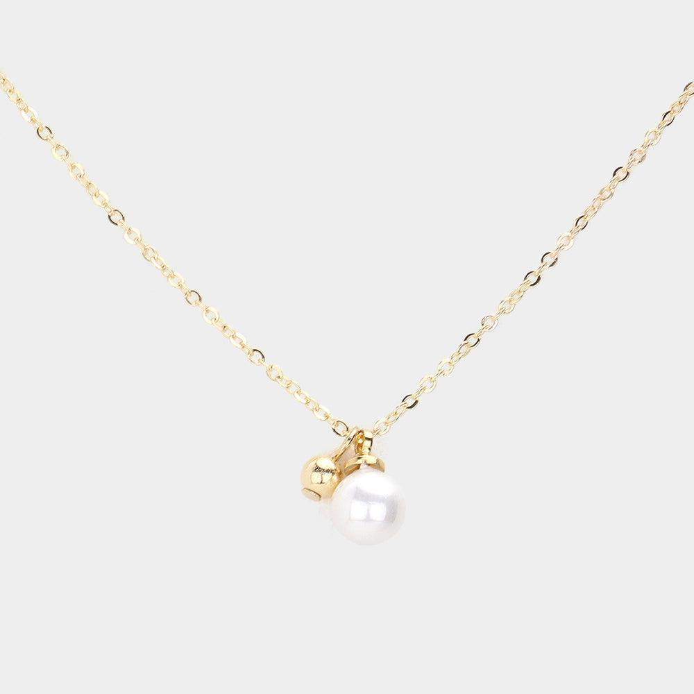 Cream Pearl Metal Ball Pendant Necklace - Jewelry Store by Erik Rayo