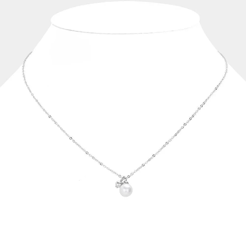 Cream Pearl Metal Ball Pendant Necklace - Jewelry Store by Erik Rayo