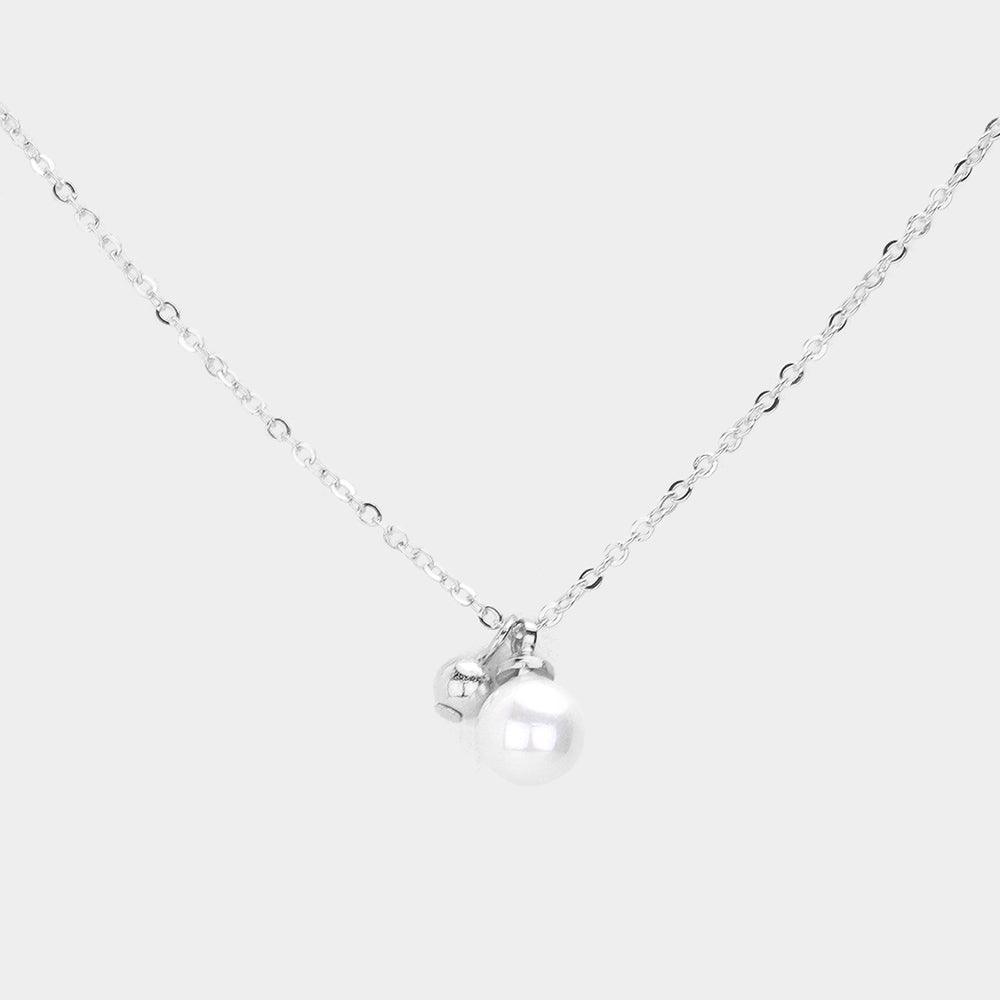 Cream Pearl Metal Ball Pendant Necklace - Jewelry Store by Erik Rayo