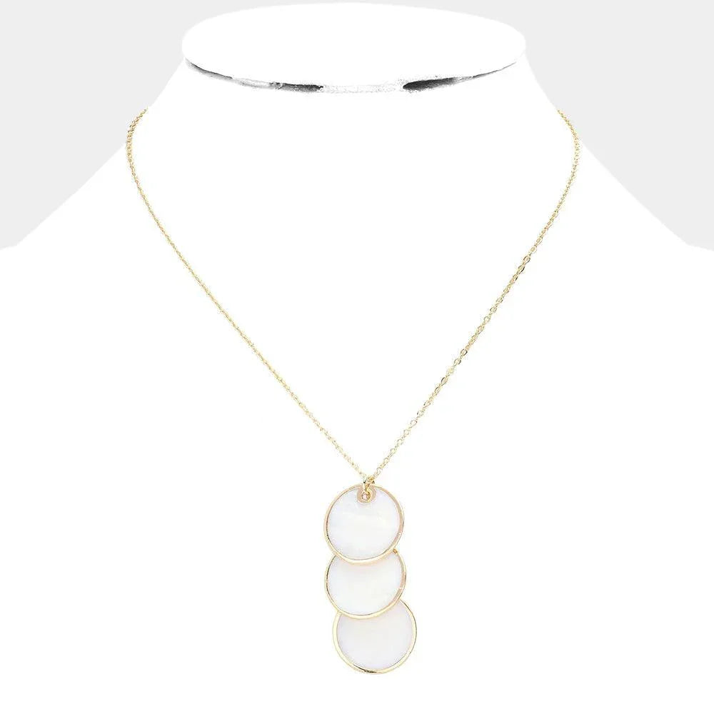Gold Mother Of Pearl Triple Disc Pendant Necklace - Jewelry Store by Erik Rayo
