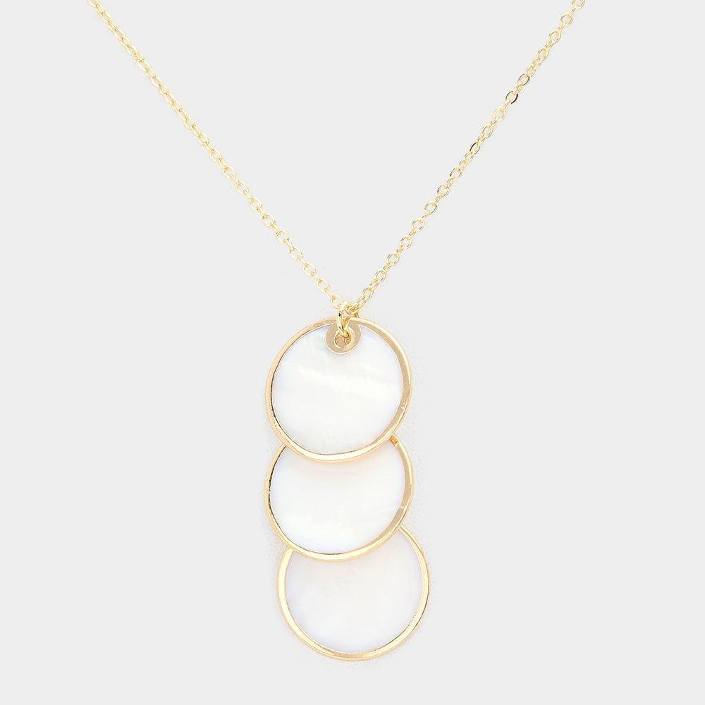 Gold Mother Of Pearl Triple Disc Pendant Necklace - Jewelry Store by Erik Rayo