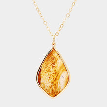 Load image into Gallery viewer, Gold 
Semi Precious Metal Trim Pendant Necklace
