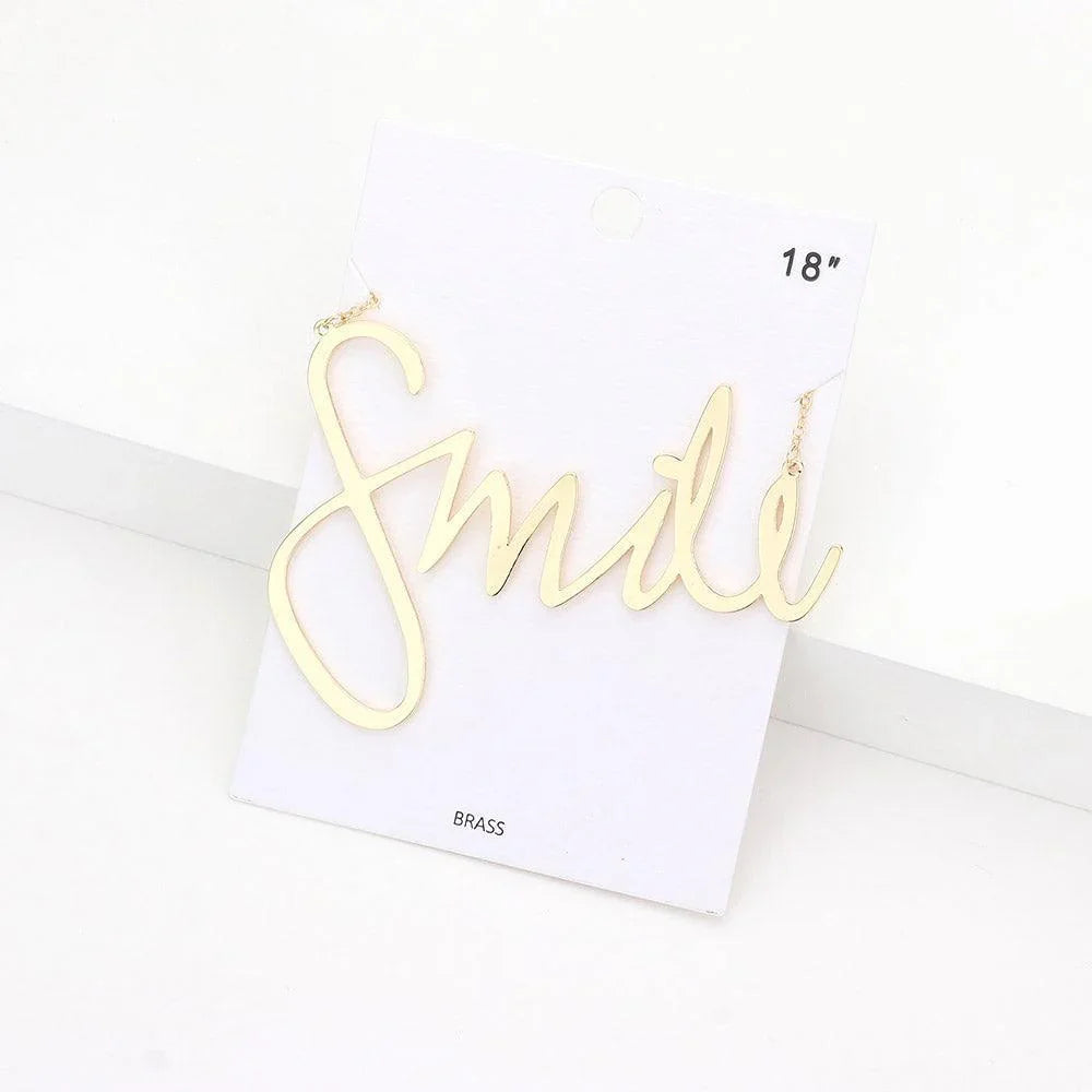 Gold Smile Message Pendant Necklace - Jewelry Store by Erik Rayo