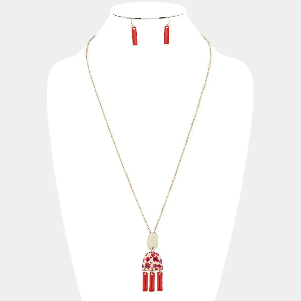 Ivory Abstract Patterned Geometric Link Pendant Necklace - Jewelry Store by Erik Rayo
