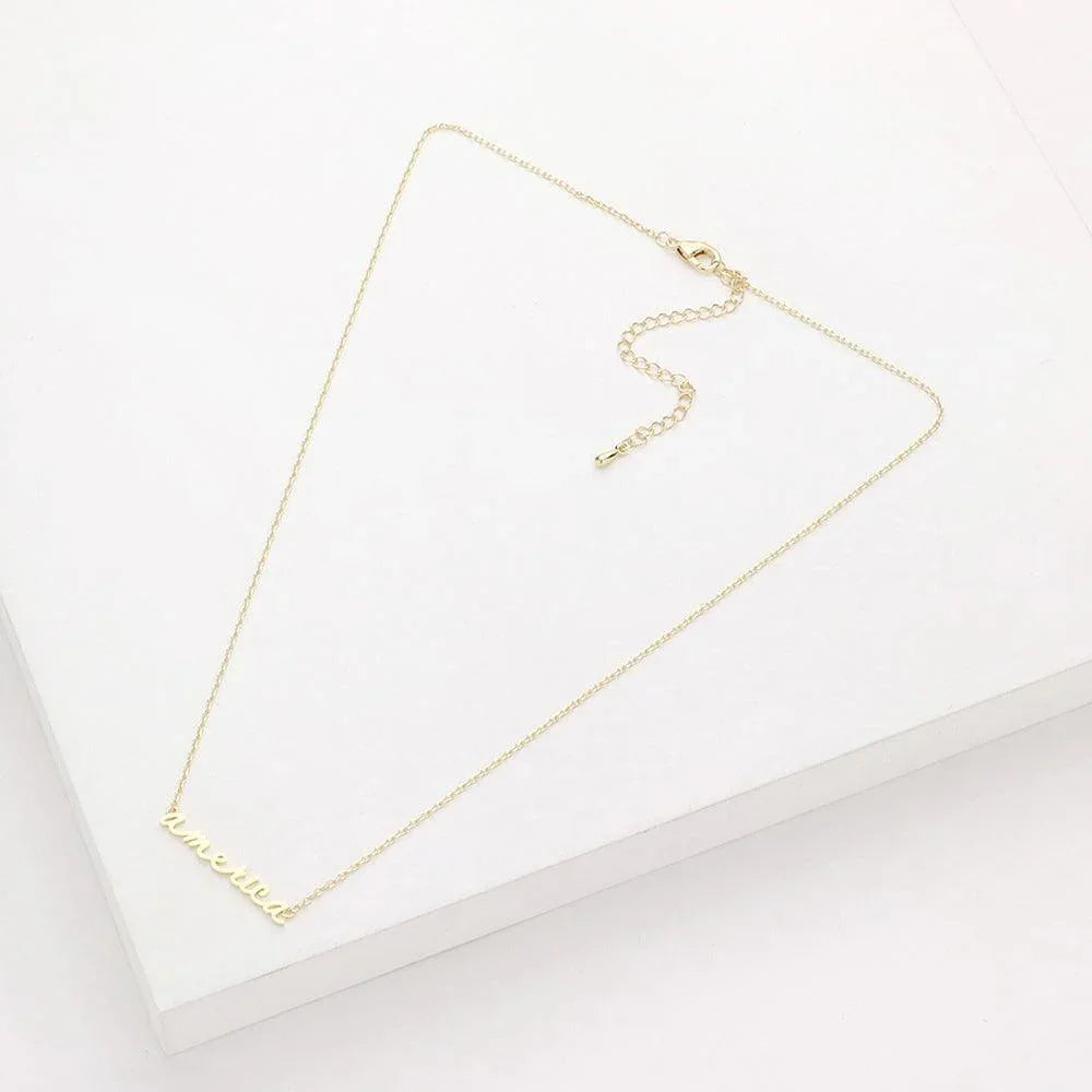 Gold America Message Metal Pendant Necklace - Jewelry Store by Erik Rayo