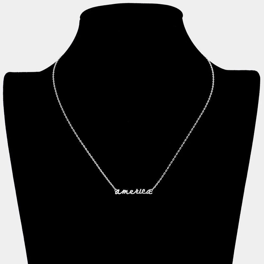 America Message Metal Pendant Necklace - Jewelry Store by Erik Rayo