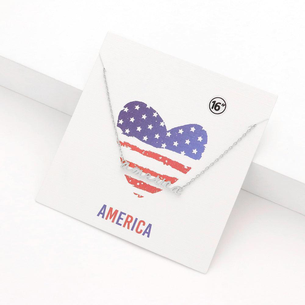 America Message Metal Pendant Necklace - Jewelry Store by Erik Rayo