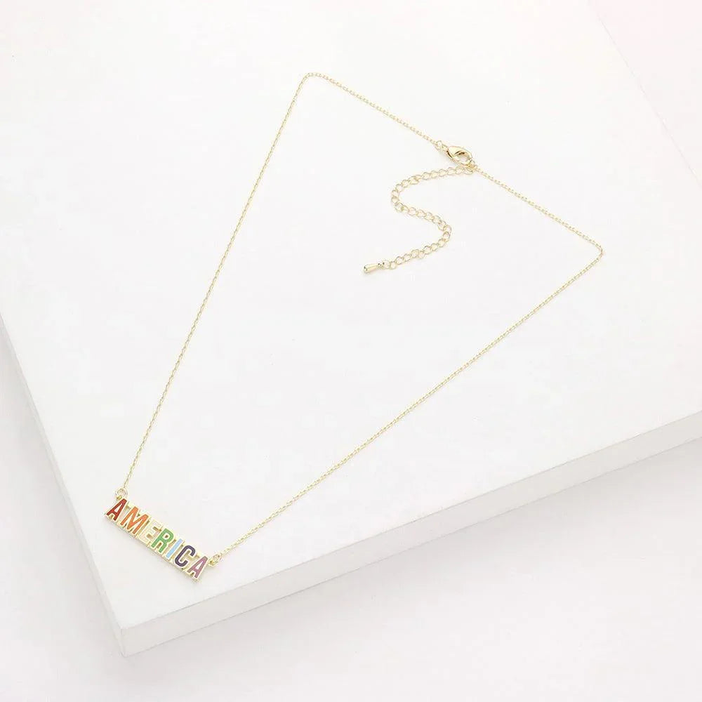 America Message Rainbow Enamel Pendant Necklace - Jewelry Store by Erik Rayo