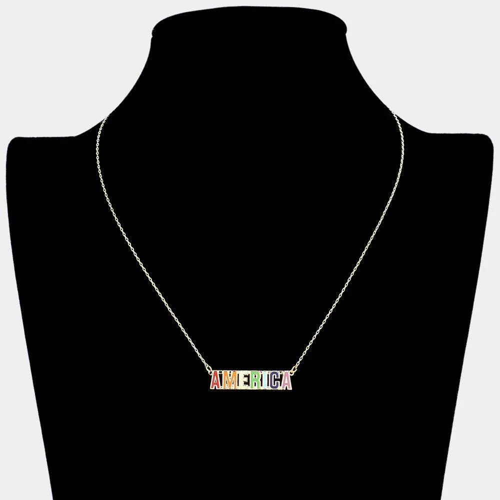 America Message Rainbow Enamel Pendant Necklace - Jewelry Store by Erik Rayo