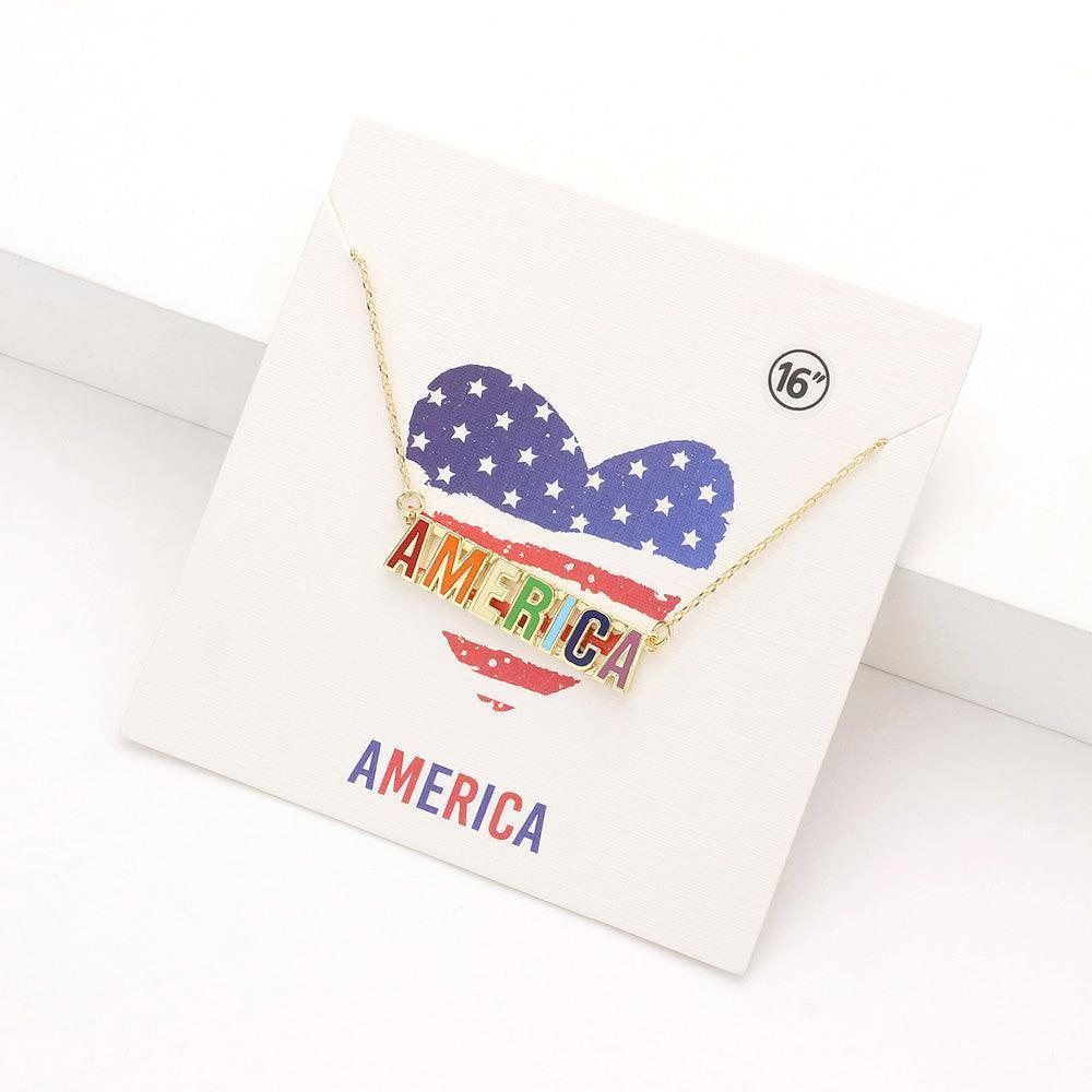America Message Rainbow Enamel Pendant Necklace - Jewelry Store by Erik Rayo