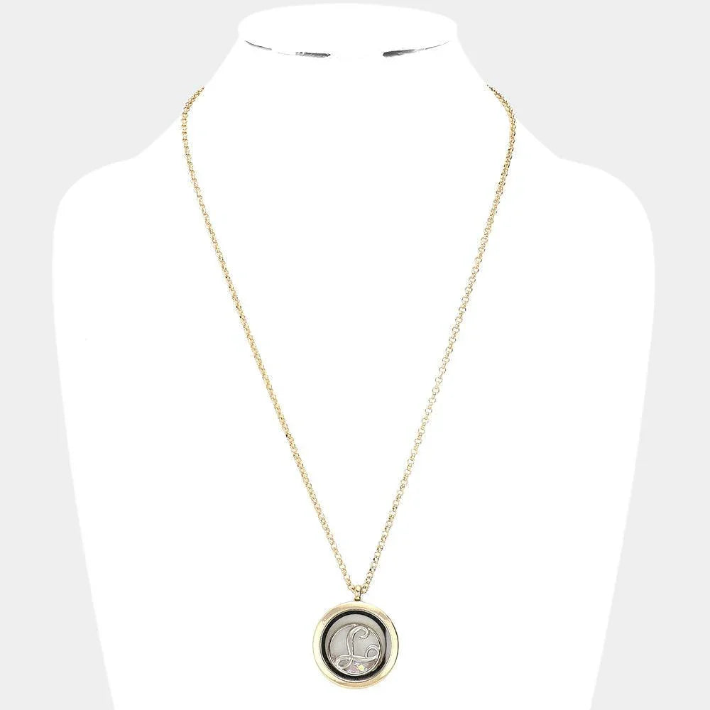 Gold 'T' Monogram Floating Locket Pendant Necklace - Jewelry Store by Erik Rayo