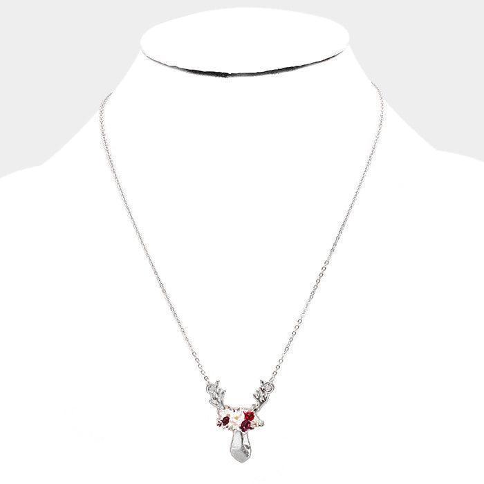 Silver Watercolor Enamel Deer Jewelry Charm Pendant Necklace - Jewelry Store by Erik Rayo