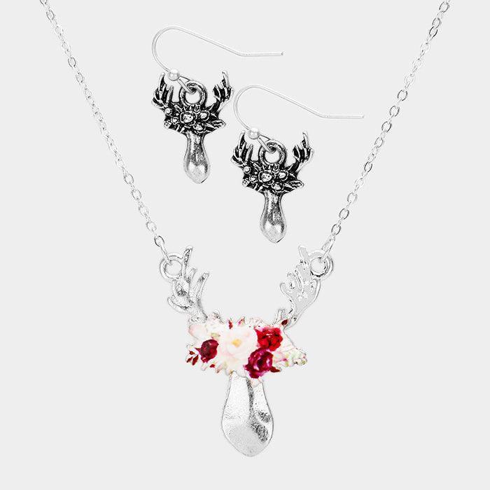 Silver Watercolor Enamel Deer Jewelry Charm Pendant Necklace - Jewelry Store by Erik Rayo