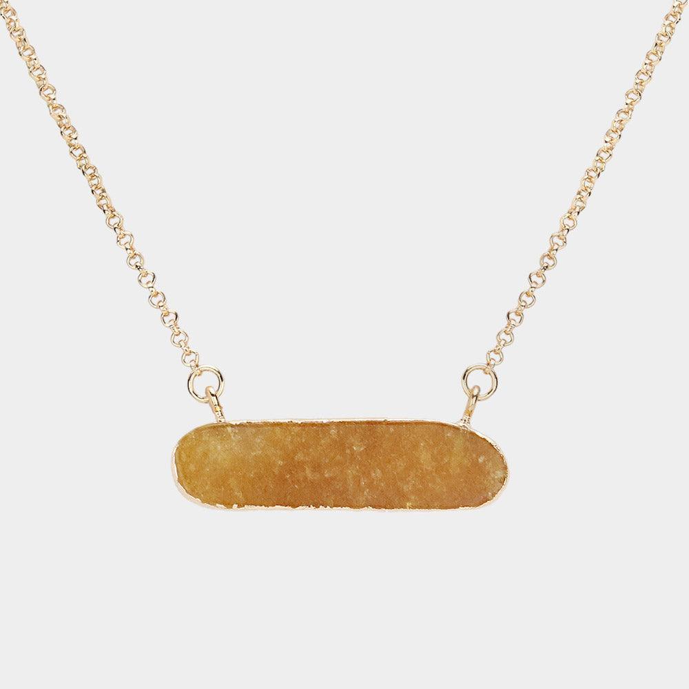 Yellow Natural Stone Oval Pendant Necklace - Jewelry Store by Erik Rayo