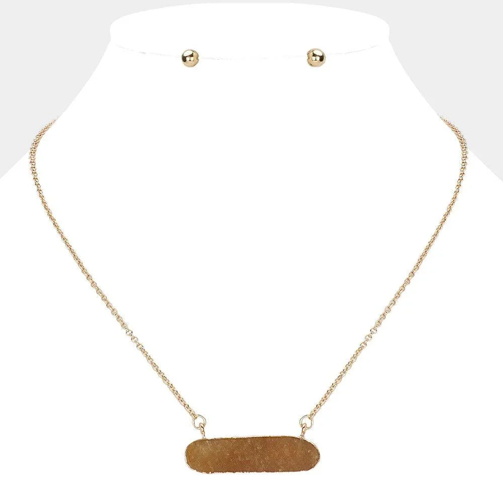Yellow Natural Stone Oval Pendant Necklace - Jewelry Store by Erik Rayo