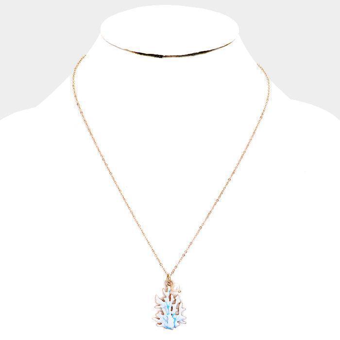 Gold Watercolor Enamel Coral Pearl Charm Necklace - Jewelry Store by Erik Rayo