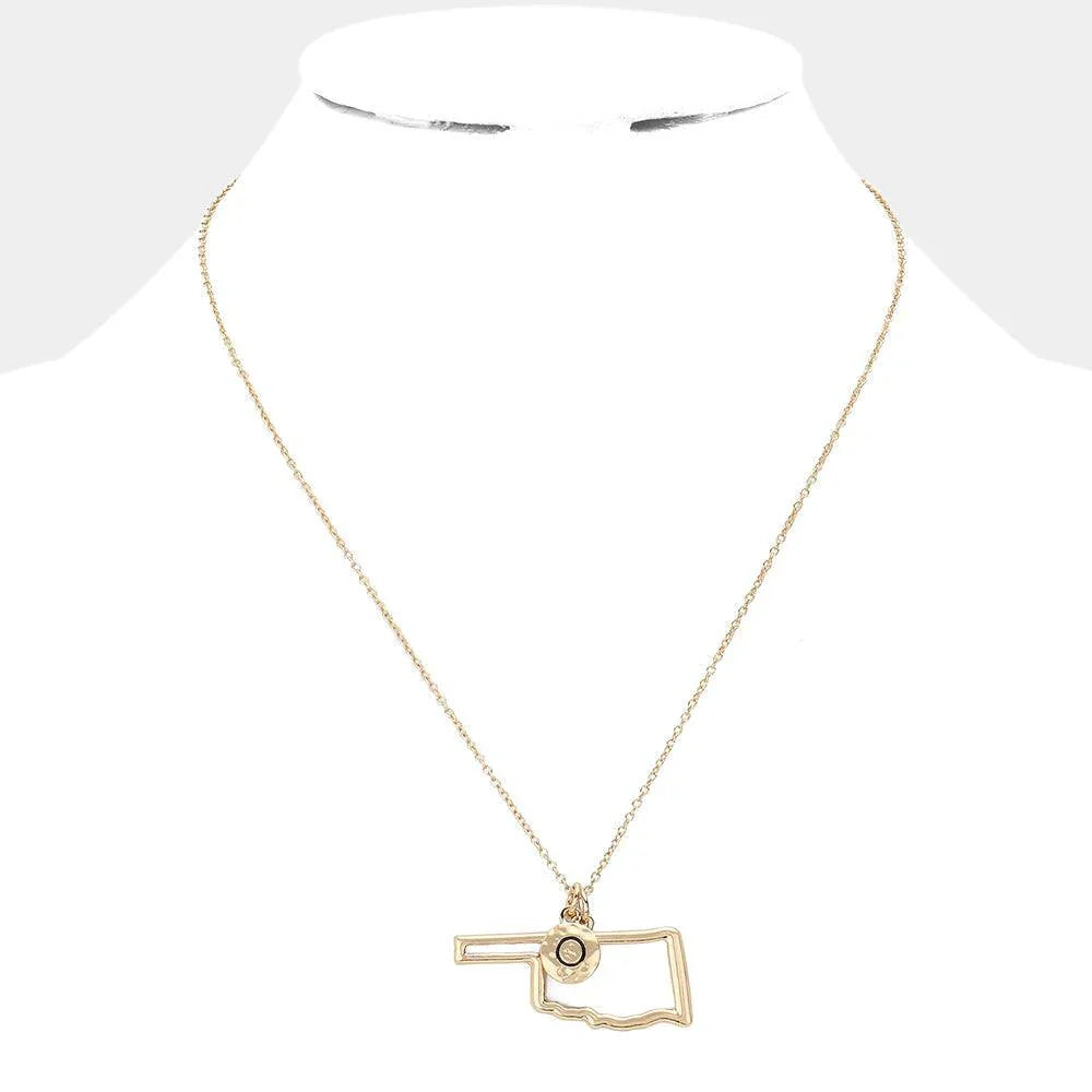Gold Oklahoma State map Pendant Necklace - Jewelry Store by Erik Rayo
