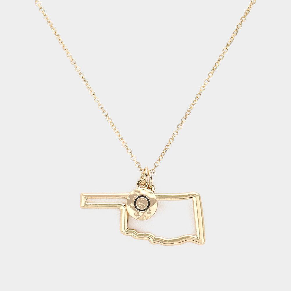 Gold Oklahoma State map Pendant Necklace - Jewelry Store by Erik Rayo
