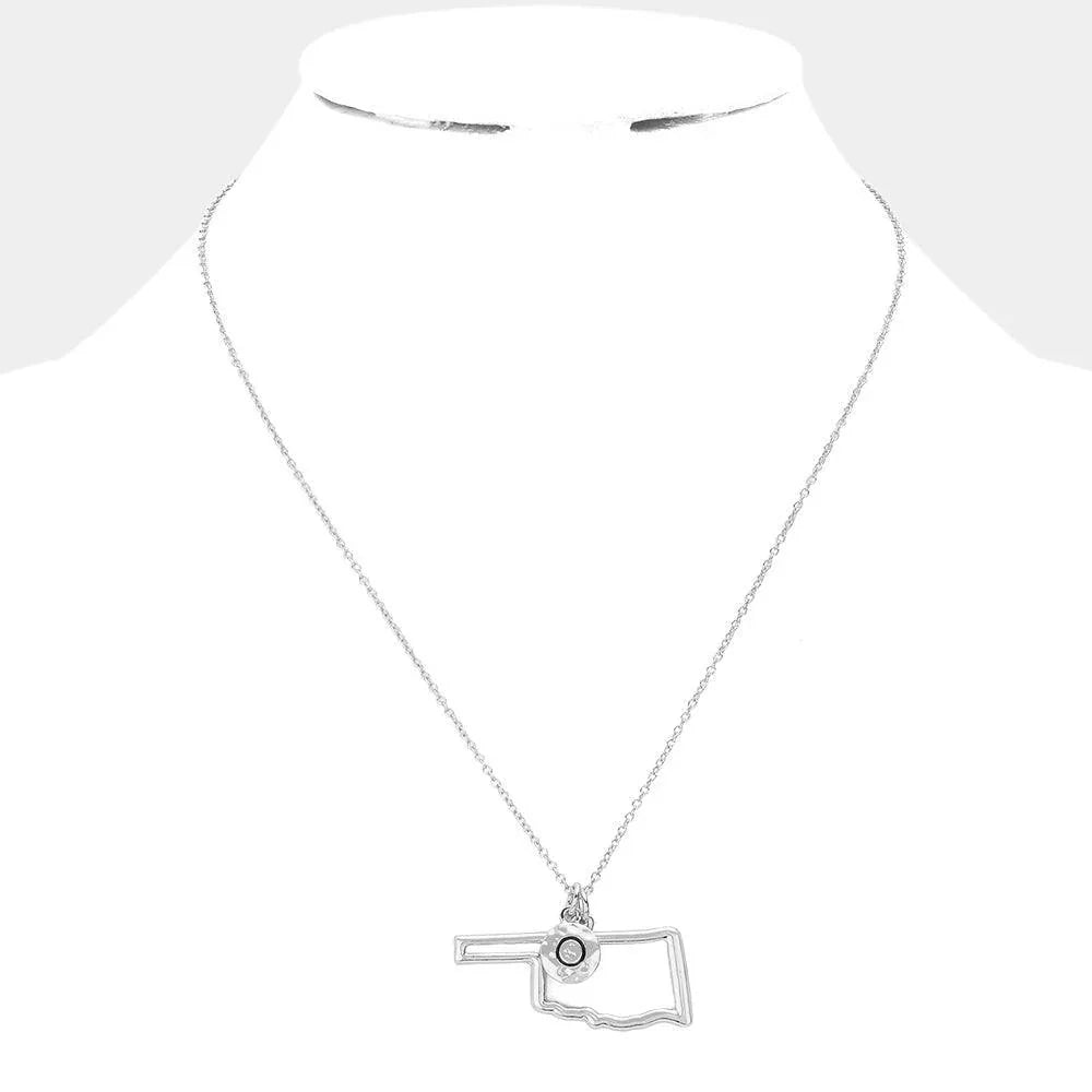 Silver Oklahoma State map Pendant Necklace - Jewelry Store by Erik Rayo