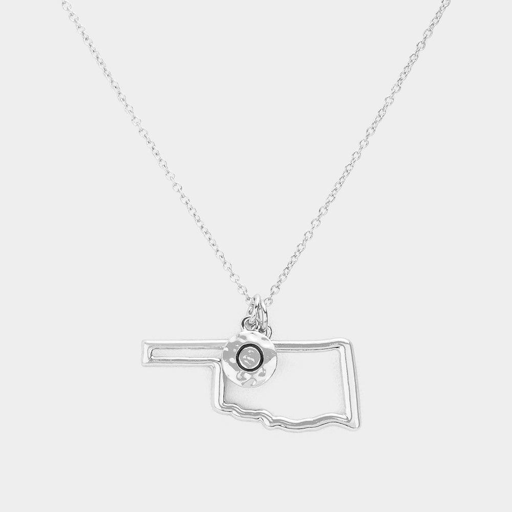 Silver Oklahoma State map Pendant Necklace - Jewelry Store by Erik Rayo