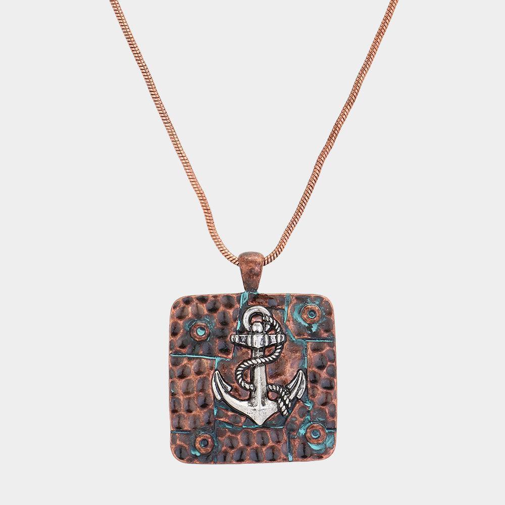 Antique Square Metal Anchor Pendant Necklace - Jewelry Store by Erik Rayo