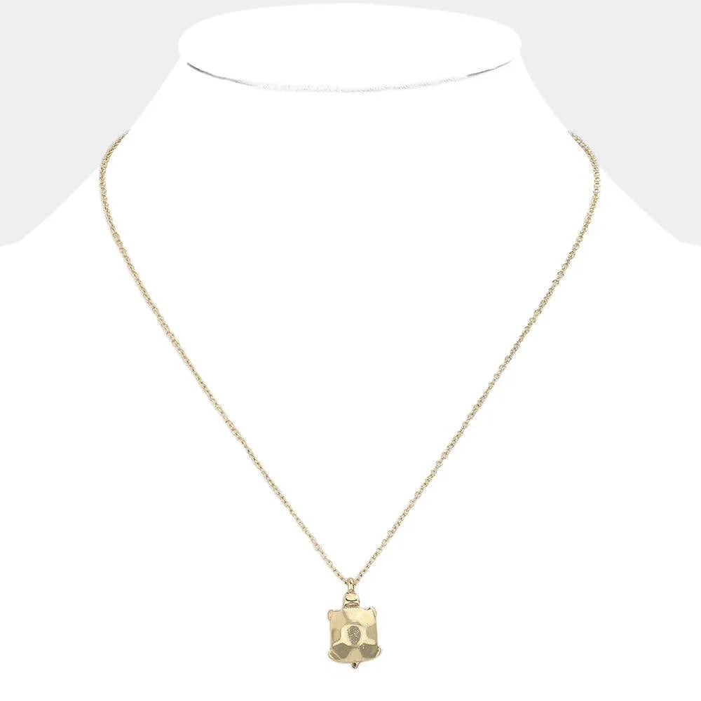 Gold Origami Turtle Pendant Necklace - Jewelry Store by Erik Rayo