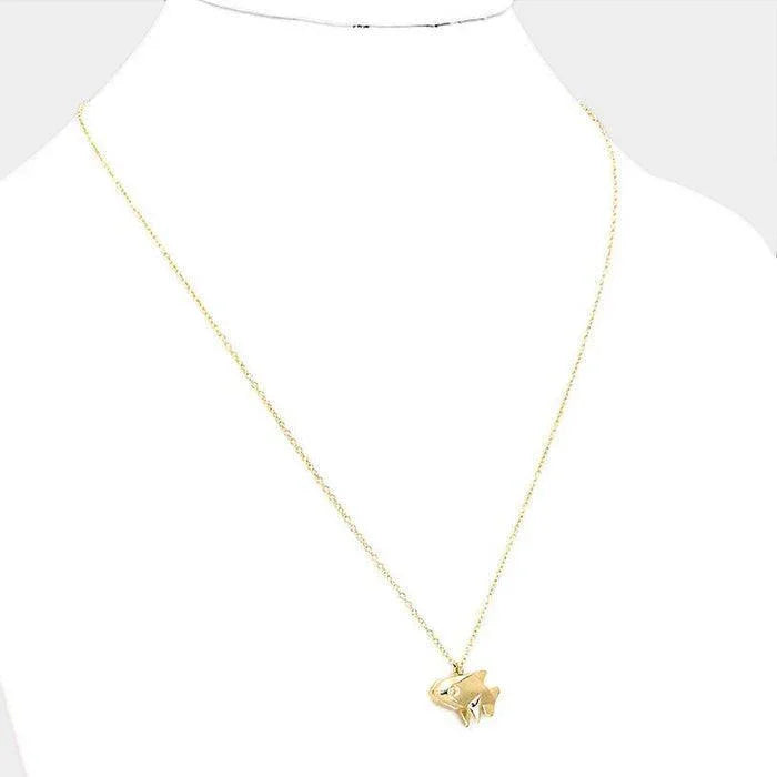 Gold Origami fish pendant necklace - Jewelry Store by Erik Rayo